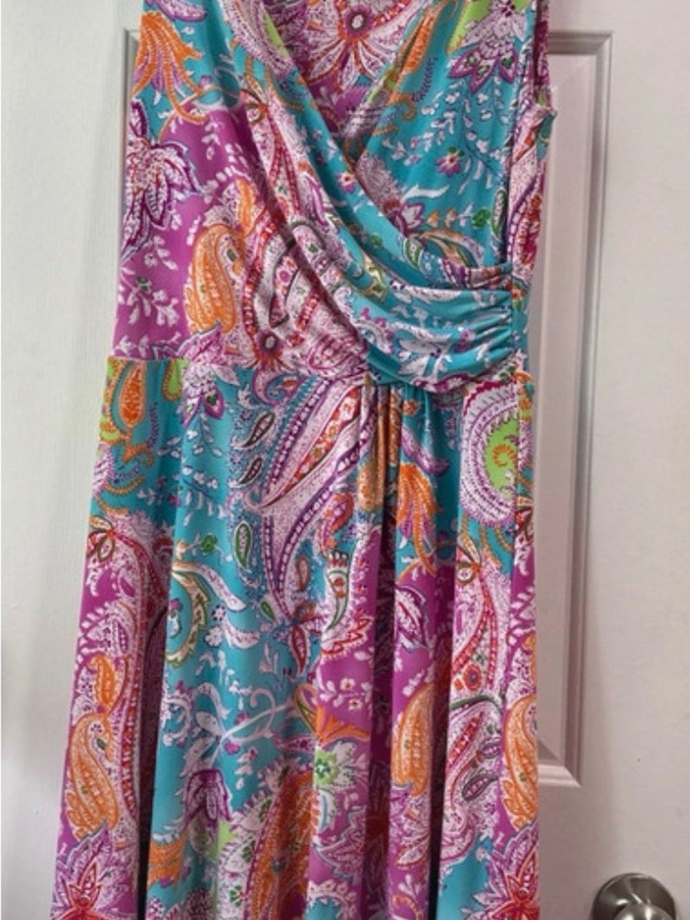 Ralph Lauren Sleeveless Paisley Wrap Midi Dress